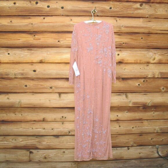 Mac Duggal 93626 High Neck Illusion Embellished Gown Dress Rose 14 - Picture 10 of 16